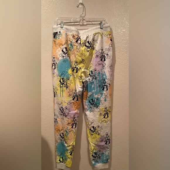 NWT Disney Parks Mickey & Friends Goofy splatter paint Lounge Jogger Pants M - Picture 4 of 4